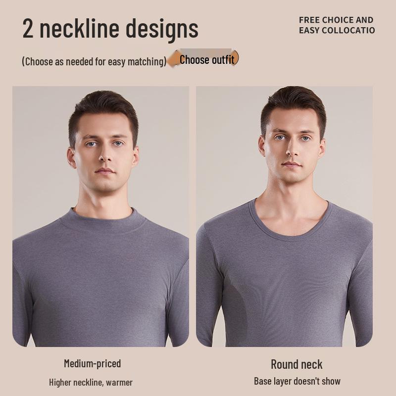 Мужской термокомплект с флисовой подкладкой - Теплоудерживающий базовый слой из хлопка и шерсти с футболкой и брюками