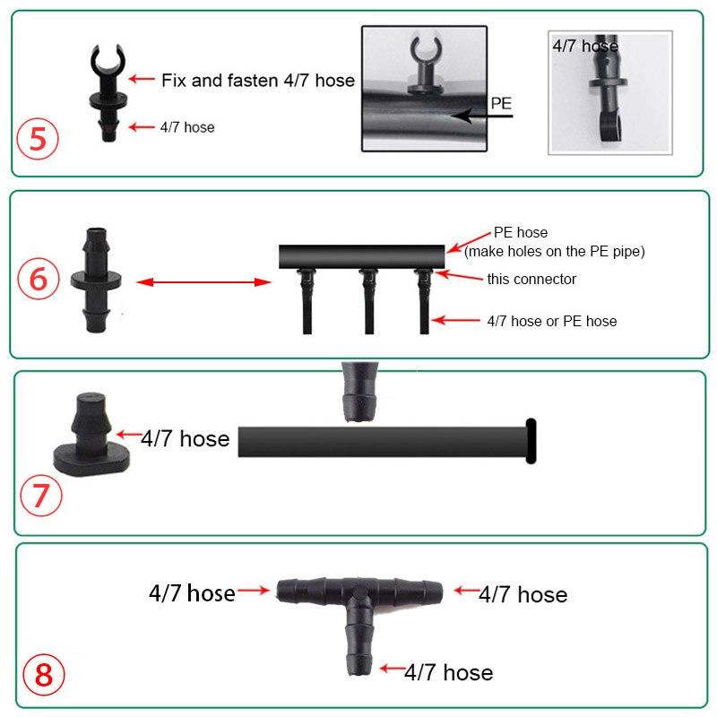50 шт. 4/7 мм трубка-тройник, разъем-барб, садовый шланг для полива капельного орошения, Т-адаптер, разветвитель садовой воды