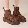 Модные женские леопардовые челси ботильоны на платформе зимние ботинки на высоком каблуке замшевые туфли 2025 тренд готика повседневная обувь модные удобные ботинки женские