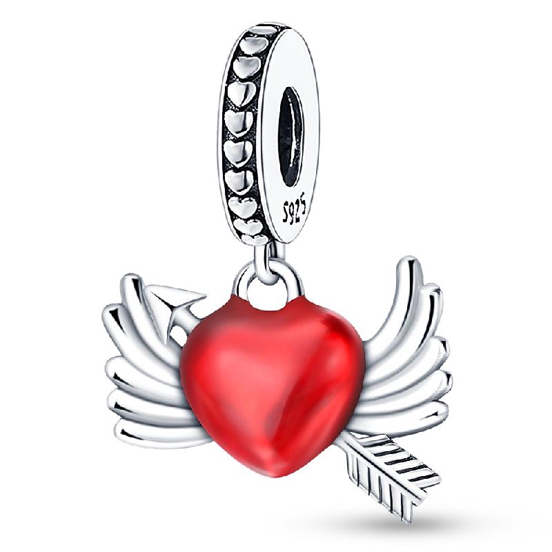 925 Silver Valentine's Day Love Pink Series Beads Suitable For Pan Bracelet Diy Anniversary Jewelry Gift