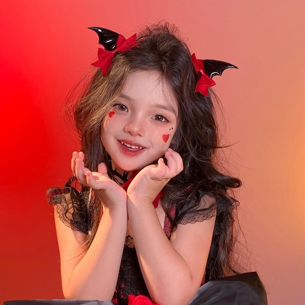 2 Pcs Bow Halloween Hairpins Gothic Style Bat Duckbill Clips Funny Bat Wings Hair Clips Cosplay