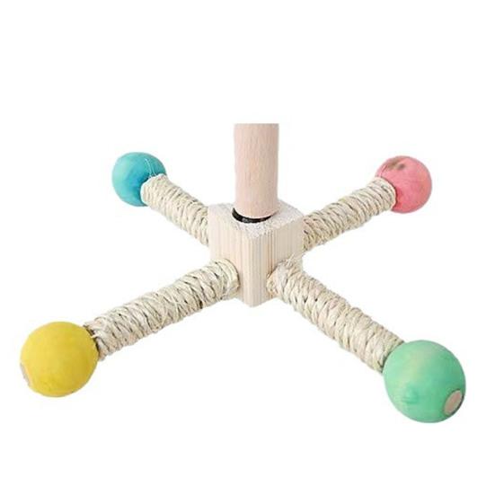 Parrot Stand Perch Toy Interactive 360 Degree Rotation Spinning Parakeet Toy Wooden Exercise Wheel Cockatiel Enrichment Toy Birdcage Accessories