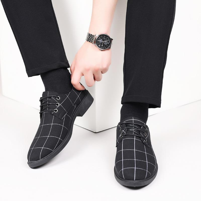 Британская повседневная деловая обувь кожаная обувь мужская обувь внутренняя парусиновая одинарная обувь на шнуровке туфли для костюма мужская повседневная обувь