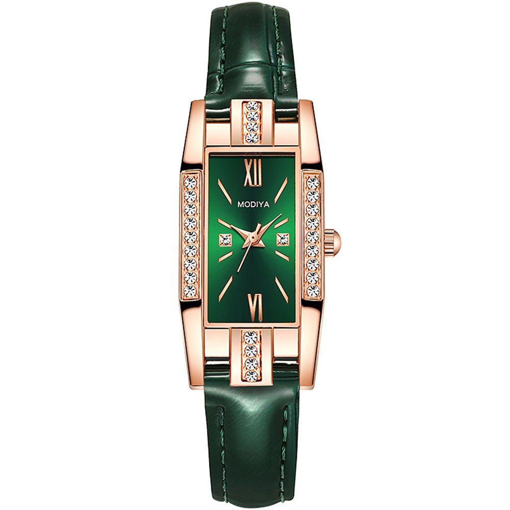 With Diamond Luxury Women Square Wristwatch Ladies Quartz Watch Leather Strap Bracelet Wrist