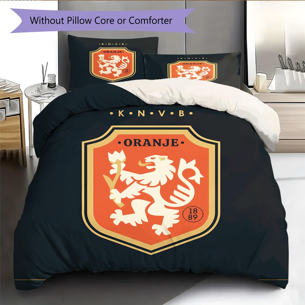 KNVB Pattern Bedding Quilt Set Home Decoration Gift (1 * duvet cover + 2 * pillowcase without core)
