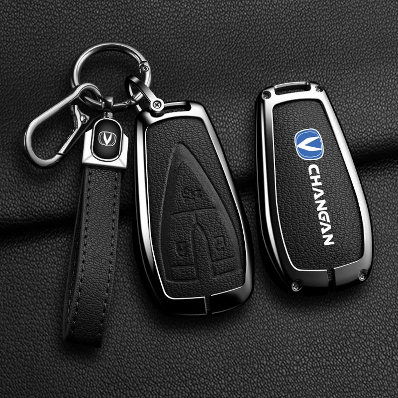 Для чехла-брелока Changan Unik Cs35Plus Cs55 Plus Cs75 Plus Oshan X7 X5 Сумка для автомобильного ключа Кожа козы Цинковый сплав Кожаная защитная C