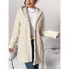 [Cozy Winter Cardigan] Warm & Cozy Women's Winter Plush Diamond-Patterned Hooded Cardigan | Longline Loose Fit Open Front Long Sleeve Coat