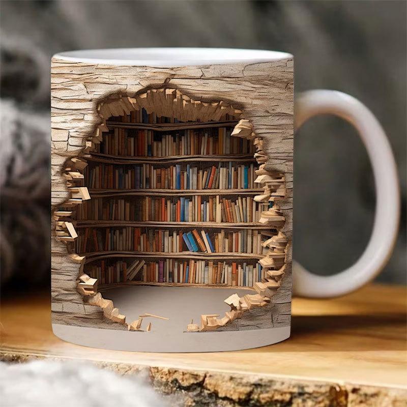3D кружка с книжной полкой, чашка с библиотечной полкой, кофейная кружка для любителей книг для вашего рождественского подарка, подарок на день рождения, отличный подарок для читателей
