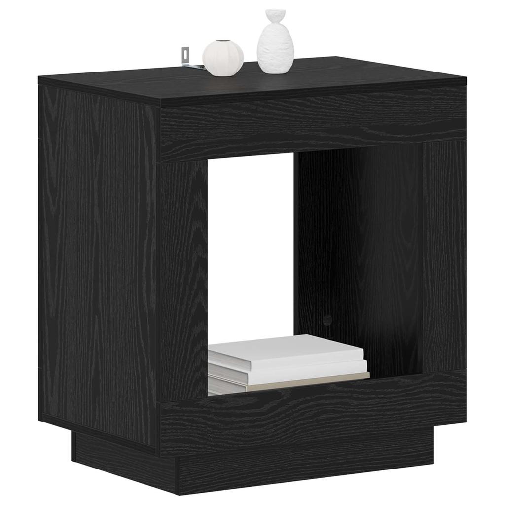 Side Table Black Oak 60 x 40 x 65 cm Wood Based Material