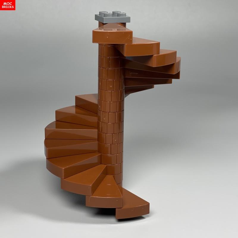 Set  MOC Bricks City Castle Stairs Spiral Step 40243 Support 1x1x5 40244 Assembles Particles Building Blocks