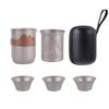 Portable Titanium Tea Set Outdoor Camping Travel Quick Brew Teapot With 3 Cups Filter Insulated Double Wall