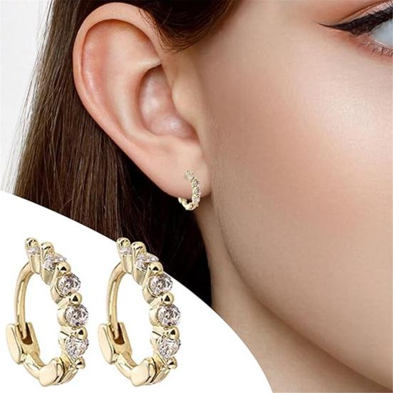 1 пара серег-колец для женщин, медные серьги с позолотой 14 карат, гипоаллергенные серьги-кольца с кубическим цирконием, женские
