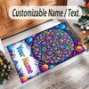 Mandala Theme Crystal Velvet Floor Rug Personalized Custom Name Text Warm Carpet Home Decoration