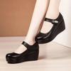 High Heels Platform Pumps Mujer Spring Fashion Buckle Solid Black Shoes