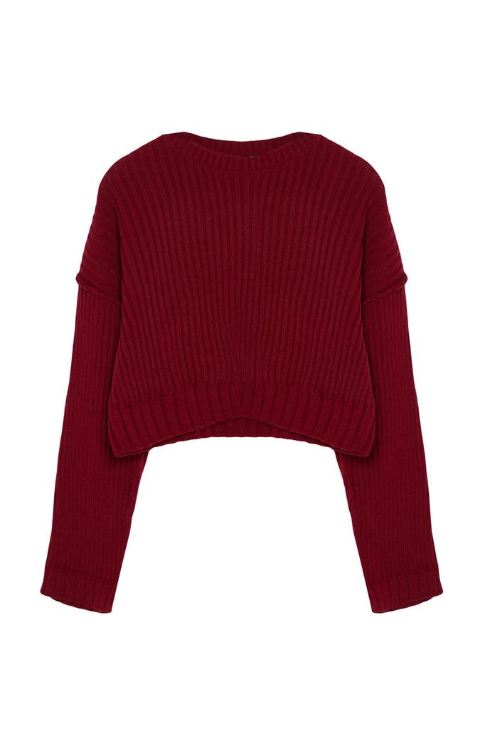 Women's Elegance Style Sweater Ecru Super Crop Knitwear Sweater