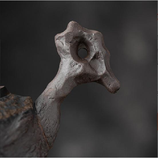 Ancient Early Burnt Lake Stone Side Handle Teapot Gilt Rust Glaze Teapot Single Pot Handmade Old Rock Clay Side Handle Teapot Coarse Pottery