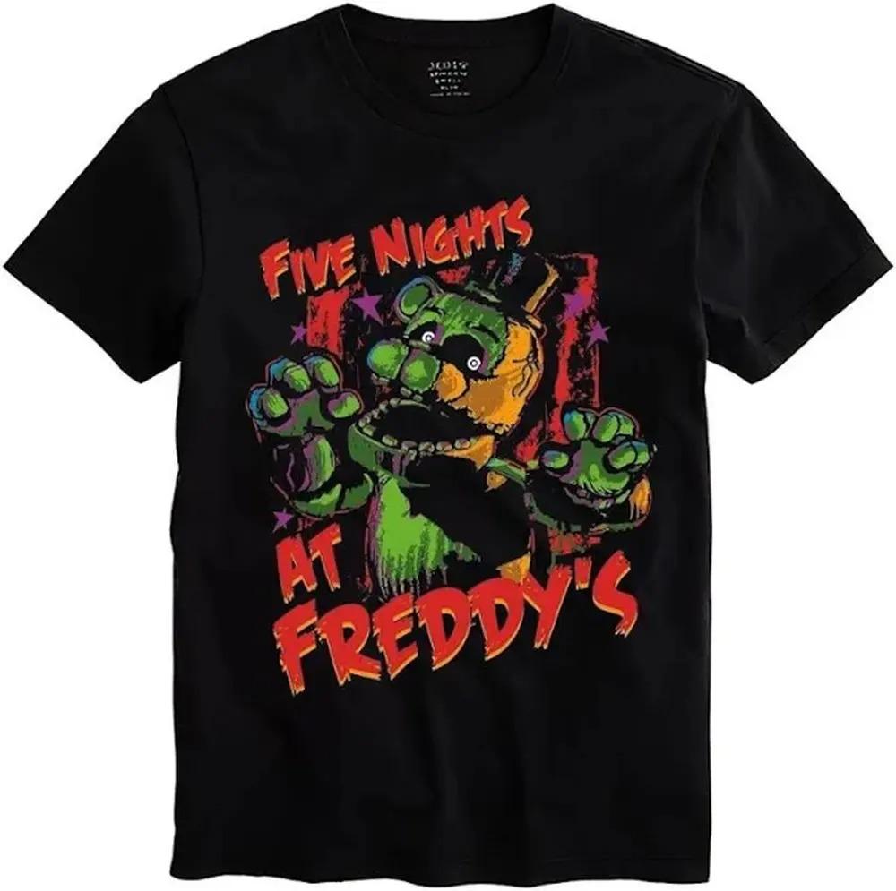 Новая игра ужасов FNAF At Freddys Периферия Принт Футболка Мужская Женская Хлопок Круглый вырез Летняя Новая Футболка Оверсайз Харадзюку Мода Топ