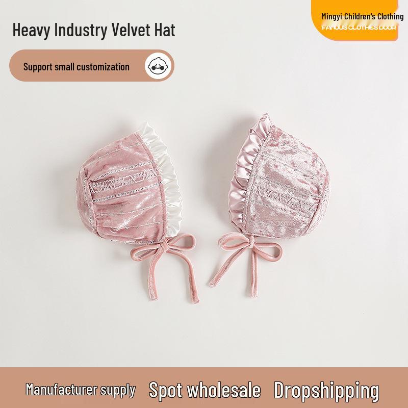 Elegant Silk Velvet Baby Girl Princess Dress & Hat - First Birthday Special