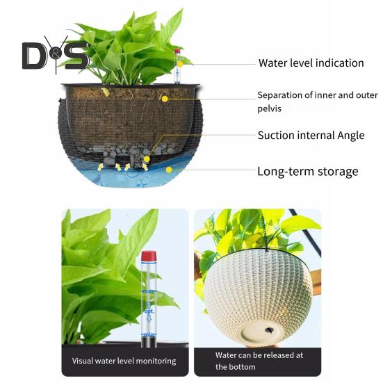 Self Watering Hanging Planters Indoor Outdoor Thickened Hanging Basket Flower Pot with Water Level Indicator Hanging Plant Pot for Cacti Herbs