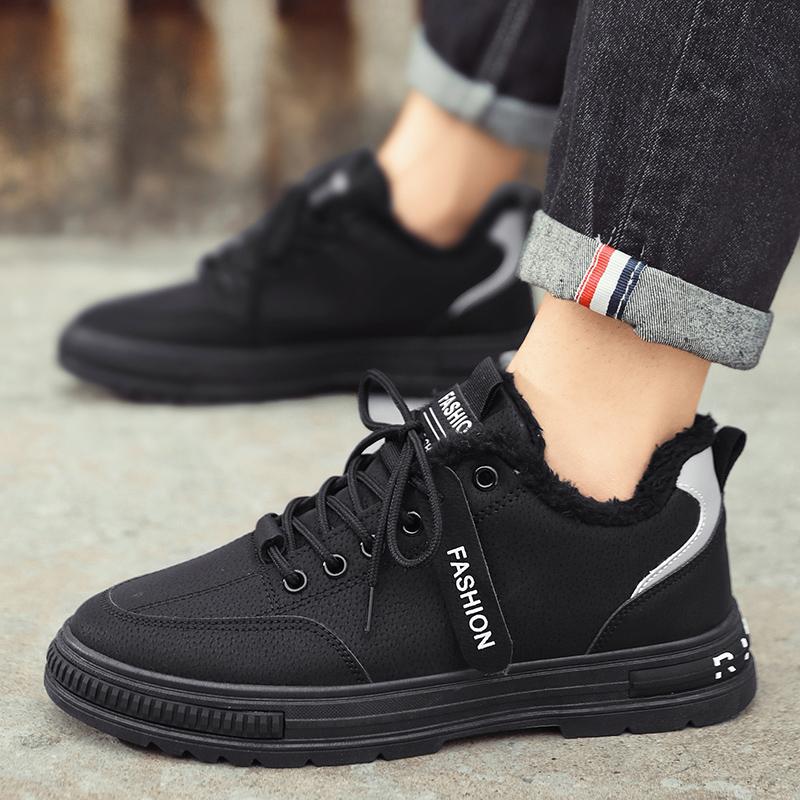 Обувь Мужские кроссовки 2024 Новые Теплые и устойчивые к холоду хлопковые туфли Модные износостойкие рабочие туфли на толстой подошве с противоскользящей платформой