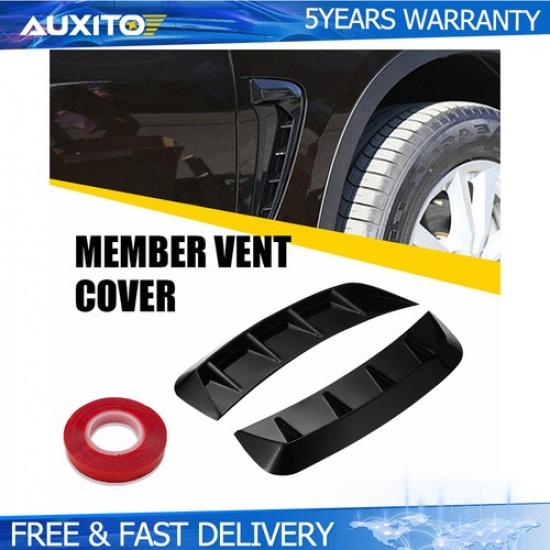 2Pc Glossy Black Car Side Fender Vent Air Wing Cover Trim Exterior Accessories B