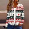 Women's Fashion Christmas Print Casual Zip-Up Long-Sleeved Hooded Jacket