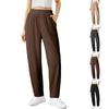 Women's Corduroy Pants Elastic High Waist Pleated Wide Leg Pants With Pockets