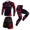 Mens Quick-Dry Athletic Set: Compression Running Pants Long-Sleeve Tee Gym Basketball Outdoor Fitness