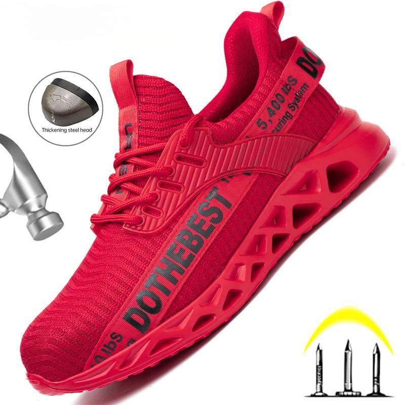 Steel Toe Safety Shoes for Men Women Lightweight Work Sneakers Puncture Proof Work Shoes Unisex Coustruction Safety Work Boots Steel Cap Shoes