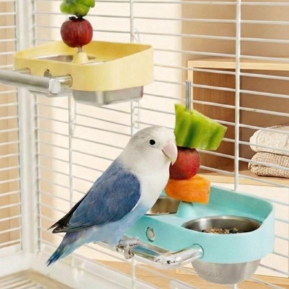 Double Bowl Bird Cage Feeder Large Capacity Bird Food Bowl Bird Water Bowl for Small Medium Birds