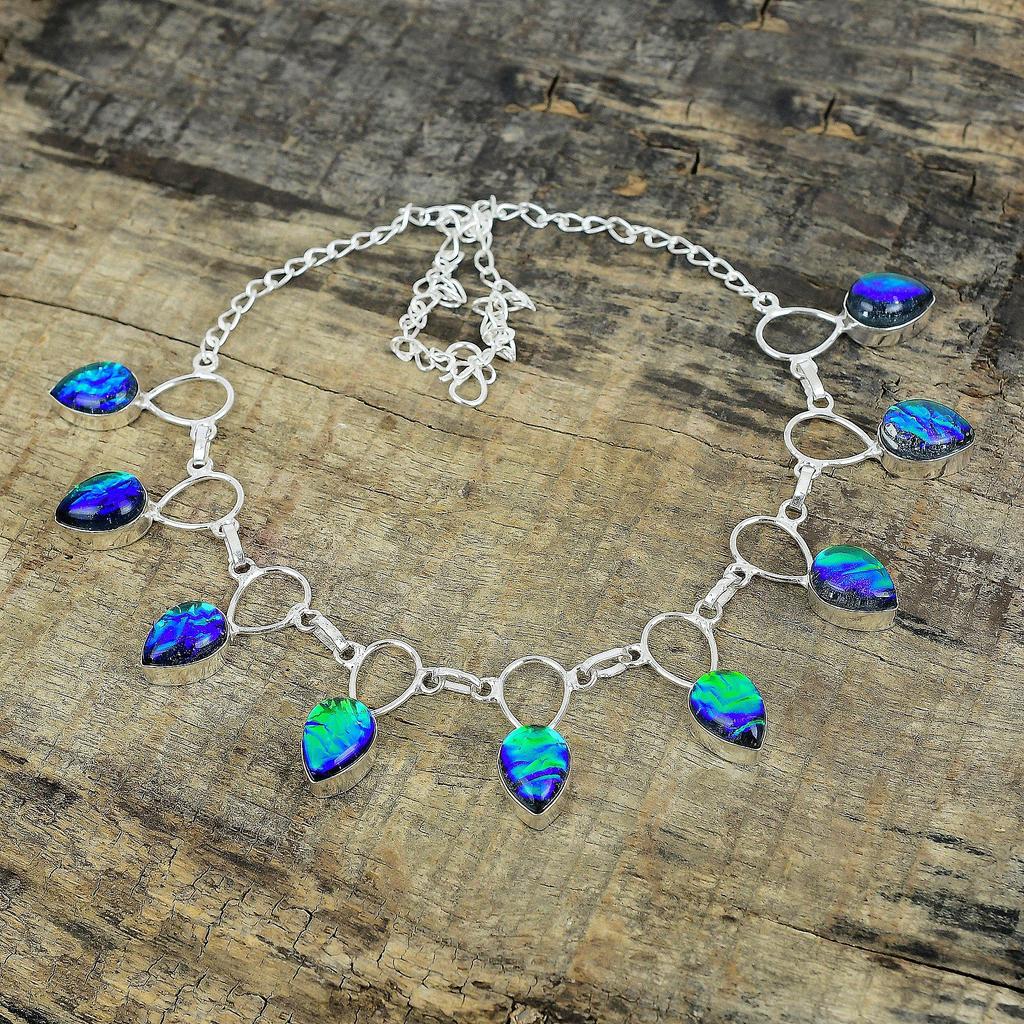 Australian Triplet Fire Opal Silver Necklace, Green Color Necklace, Gemstone Necklace, 925 Sterling Silver Jewelry, 925 Silver Necklace For Her