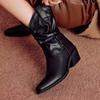 New Autumn/Winter Women Boots Round Toe Chunky Heel Shoes Western Boots Zapatos De Mujer Ankle Boots Genuine Leather Shoes