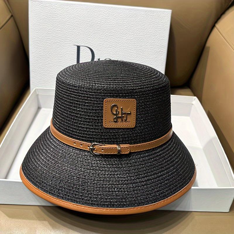 Женская летняя солнцезащитная дышащая соломенная шляпа-ведро, винтажный стиль, универсальная повседневная кепка рыбака, шляпа от солнца