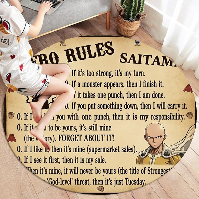 Onepunch Man Round Area Rug Carpet Rug For Living Room Bedroom Sofa Playroom Decor Nonslip Floor Mat