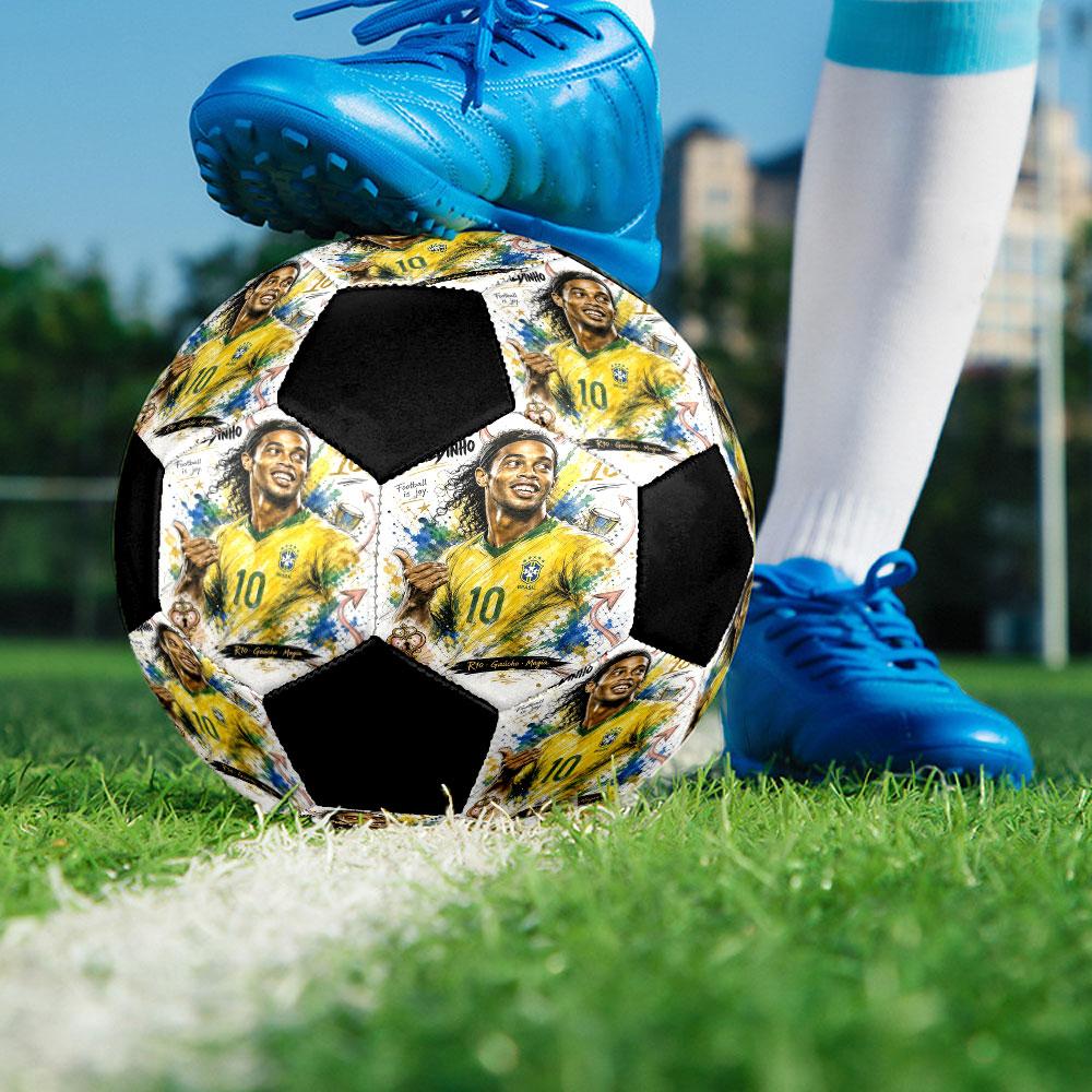 1 шт. Футбольный мяч Роналдиньо Размер 5 Мяч для мини-футбола Модный Цветной Игра на заднем дворе - Отличный Подарок Для Фанатов Спорта HE51
