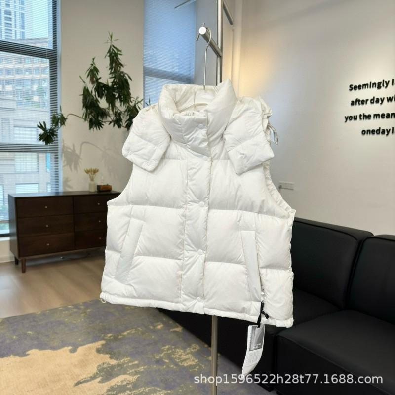 Womens Puffer Vest With Hood 86-90% White Duck Down Detachable Warm Winter Sleeveless Coat Office Daily Wear