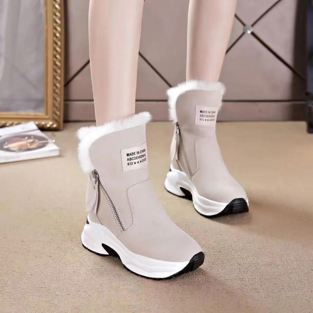 Platform Short Plush Women Snow Boots Fashion Short Botas Ladies Elegant Wedges Heel Shoes Winter Keep Warm Women's Footwear