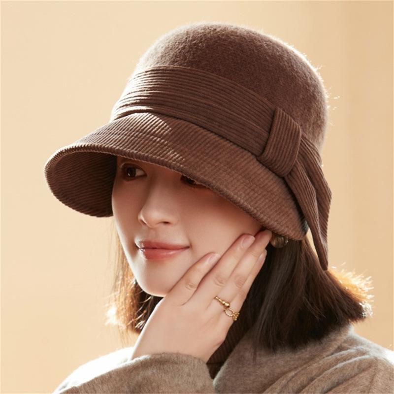 Панама Осенне-зимняя модная шапка-тазик для мам среднего и пожилого возраста Вязаная шапка для темпераментных женщин