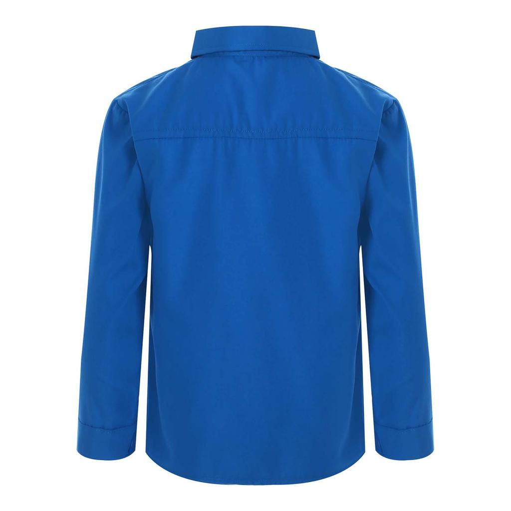 Рубашка плательная с длинным рукавом для мальчиков, повседневная однотонная с воротником на пуговицах