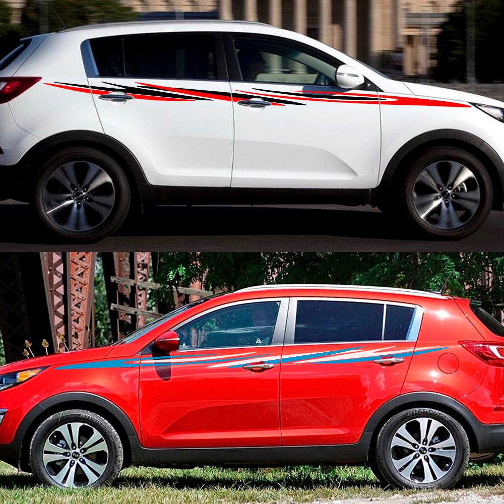 2 шт. наклейки для автомобиля, боковая дверь, линия талии, Стайлинговый декор, автоаксессуары, виниловая пленка, наклейки, чехол для Kia Sportage 3 4 LX S EX