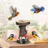 Resin Tree Stump Bird Bath with Gnome and Mushroom Figurine Outdoor Garden Decor for Yard Patio Lawn Ornament