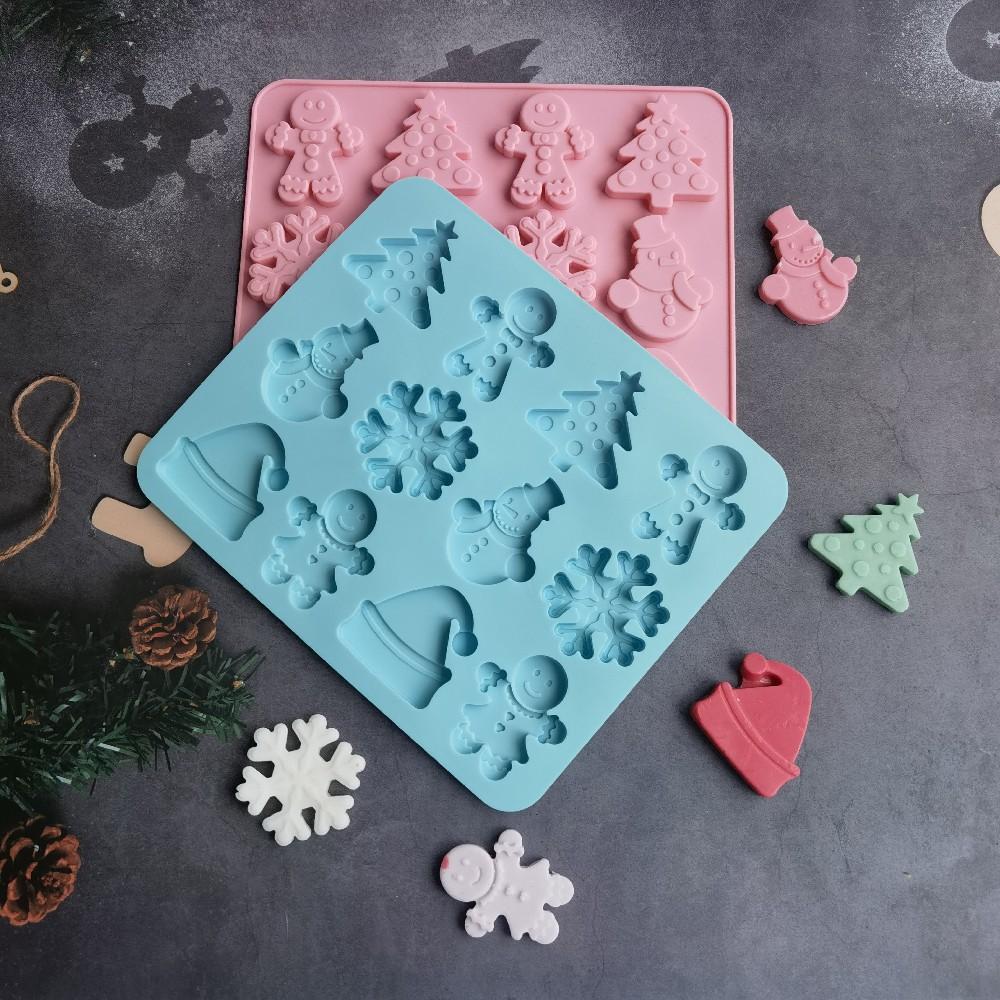 12 Рождественская шляпа-снежинка, силиконовая форма для шоколада, вставки для свечей, помадка, форма для печенья, форма для желе, пудинга