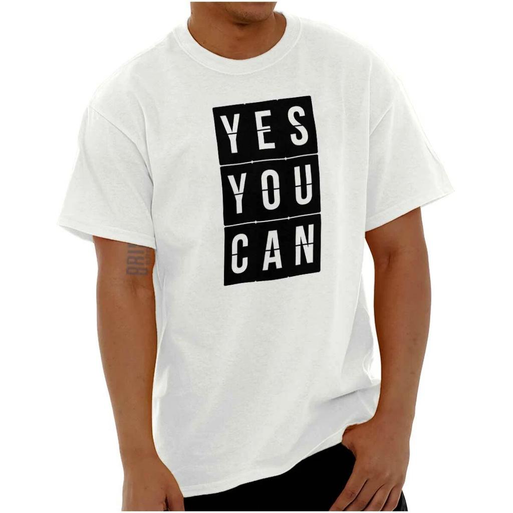 Yes You Can Encouragement Inspirational Gift Adult Short Sleeve Crew T Shirt