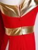 S-XXL Lyrical Worship Dance Dress One Shoulder Sleeveless Metallic Shiny Patchwork Slit Hem Tunic with Drape for Stage