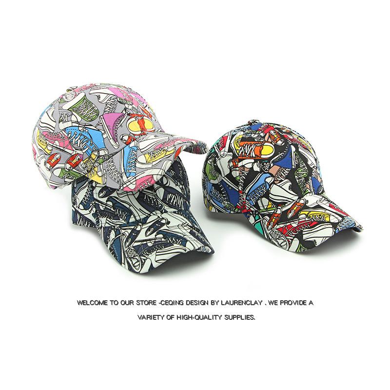 Spring Summer Graffiti Hat Women's Outdoor Sunscreen Cap Printed Baseball Cap for Men