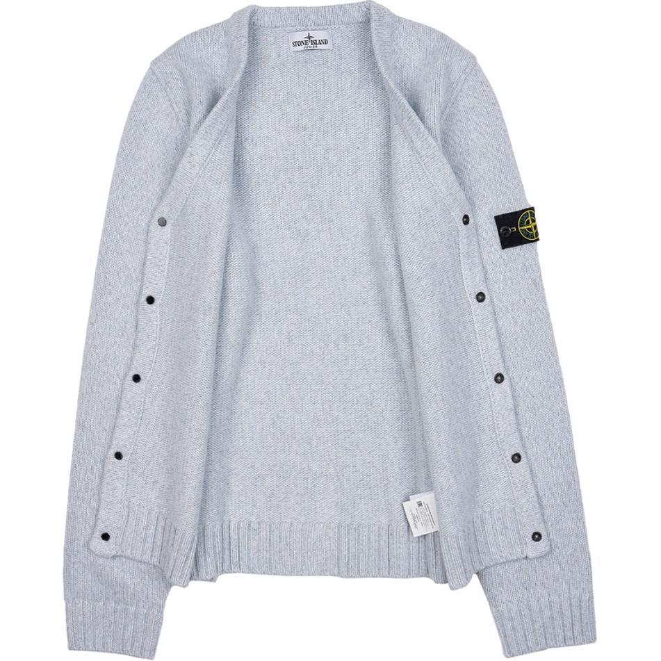 STONE ISLAND Свитер Логотип Значок V-образный вырез Однобортный Длинный рукав Детские свитеры Синий 7916519Z6-V0093
