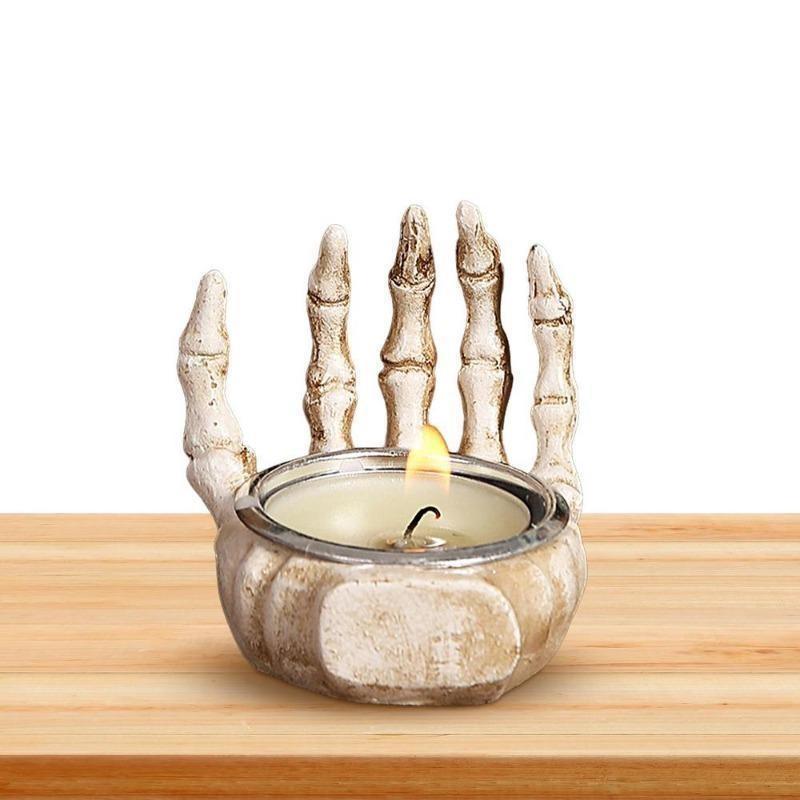 Halloween Skull Candlestick Ornaments Resin Skull Candle Holders Decor for Table