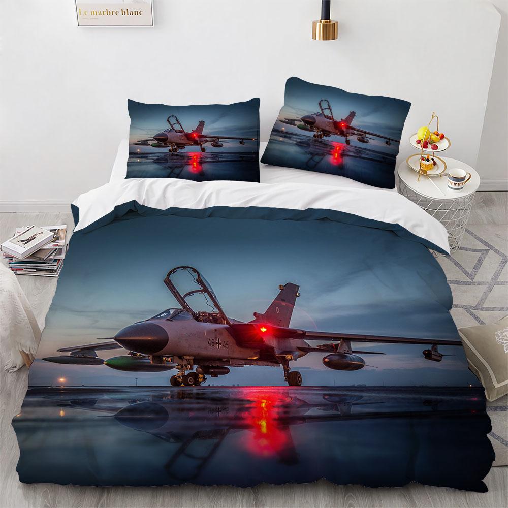 Airplane Duvet Cover SetFighter American Air Force Classic PlaneDecorative Bedding Set Queen Comforter Cover For Men Boys Teen