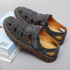 Мужские сандалии из натуральной кожи для отдыха на открытом воздухе, дышащая летняя повседневная обувь для мужчин, без застежек, мужские мокасины, большие размеры 38-47