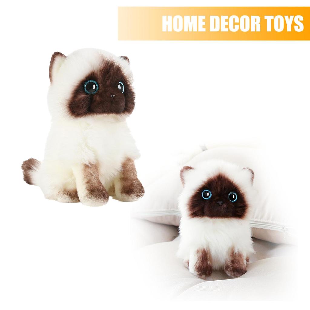 21 см имитация сиамских игрушек для домашнего декора, плюшевая игрушка для детей, коричневые S-образные глаза, белые и подарки Sequ Z3X3